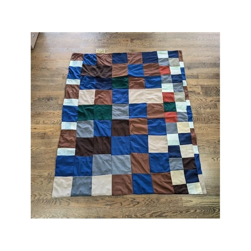 Vintage Handmade Patchwork 68x55 Tied Quilt Rustic Country Fall Cabin Country